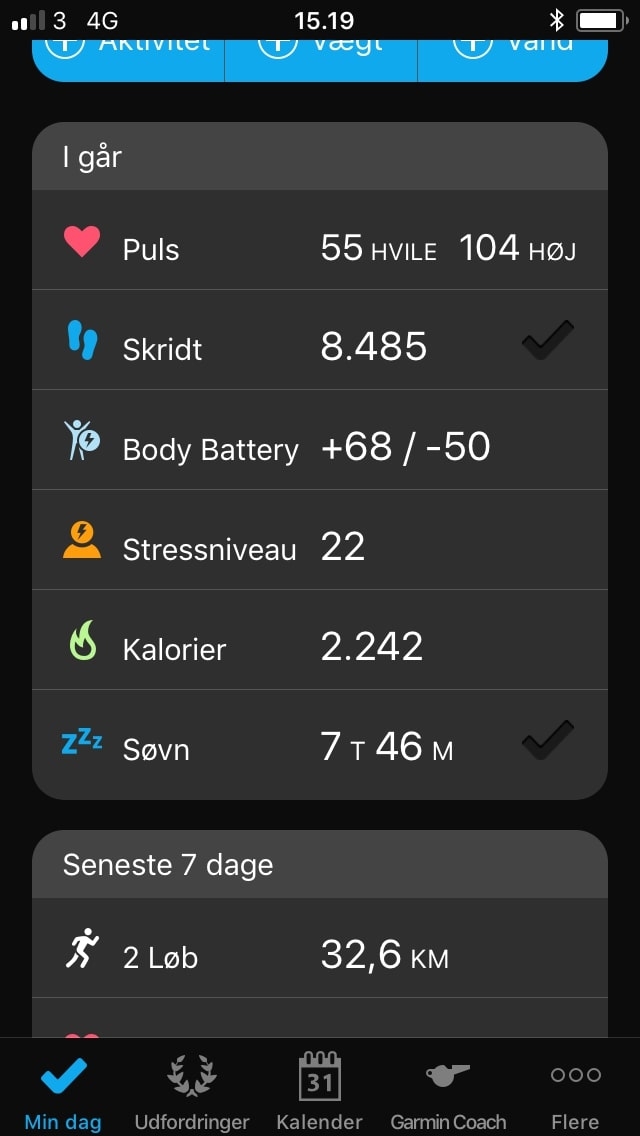 garmin connect statistik überblick