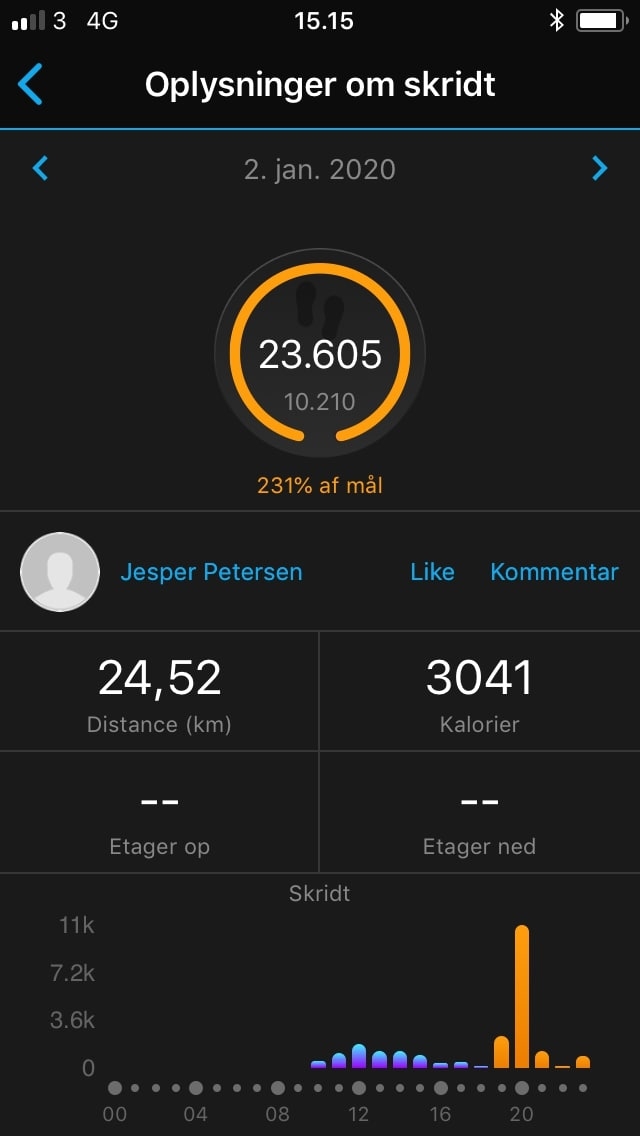 garmin connect statistik schritte